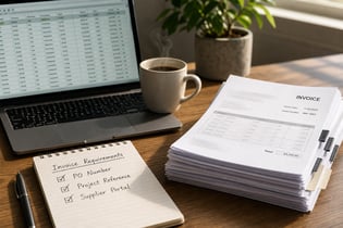  Laptop met facturen - e-invoicing
