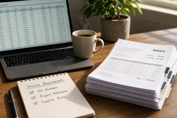  Laptop met facturen - e-invoicing